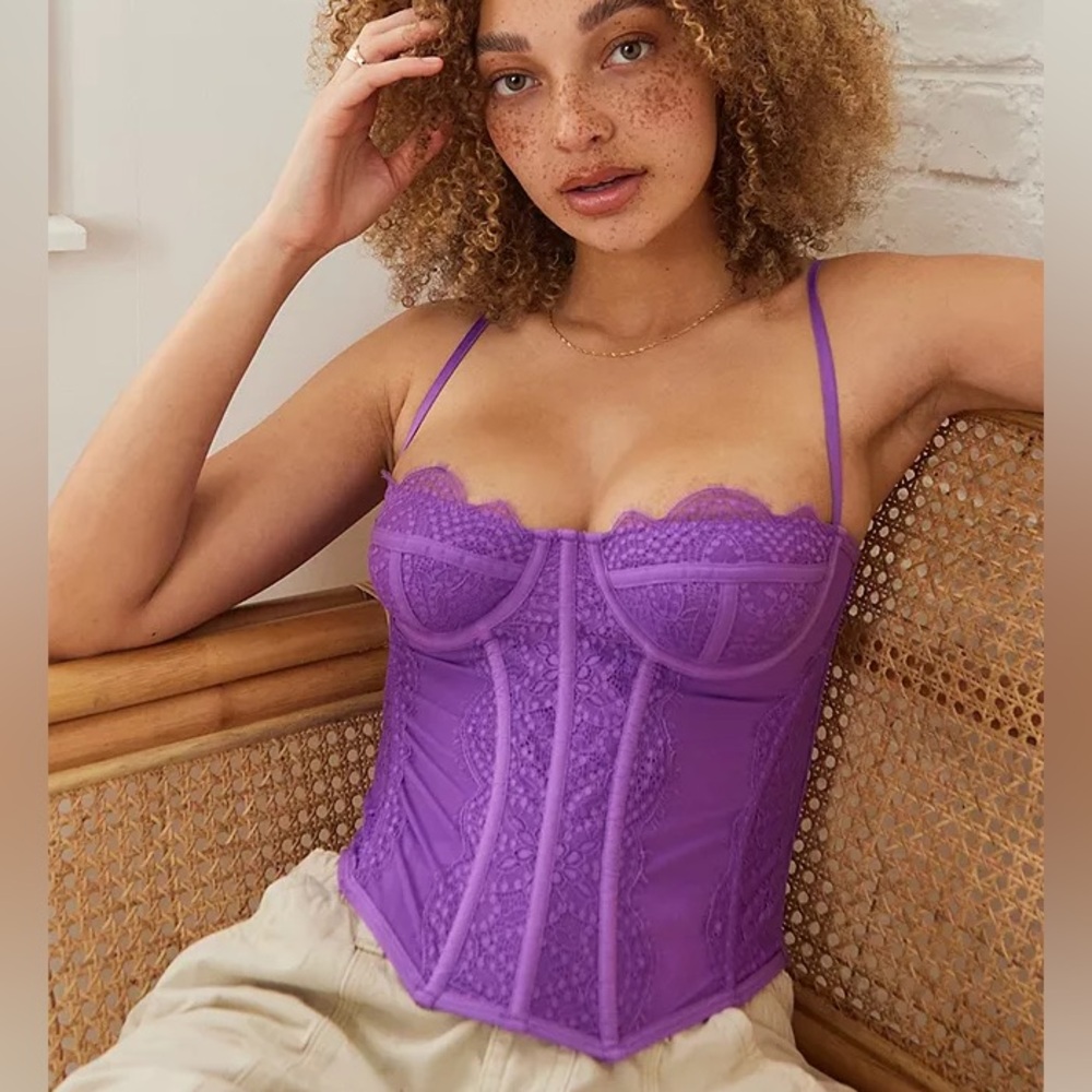 Urban Outfitters Out From Under Purple Lace Bustier Modern Love Corset
